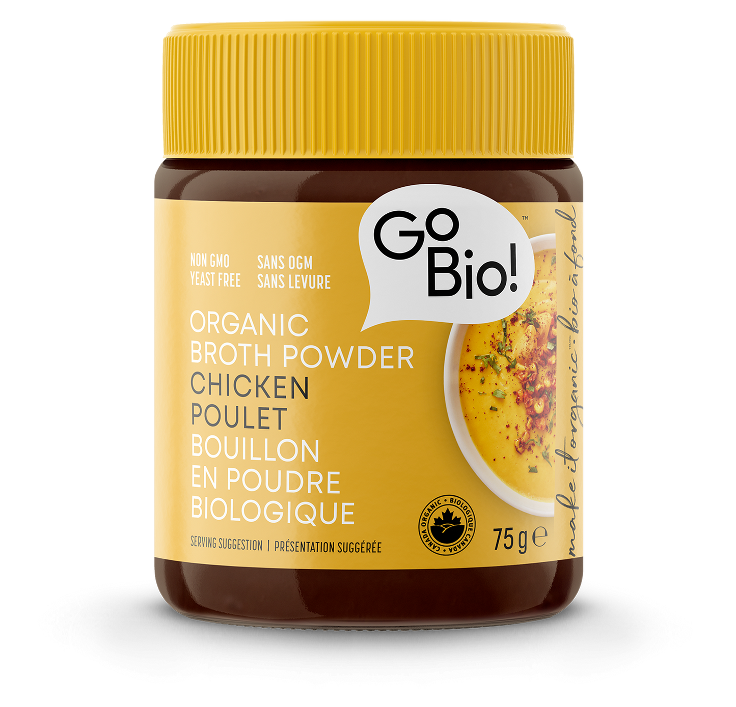 
                  
                    Bouillon en poudre biologique GoBio! – Poulet faible en sodium 75 g
                  
                